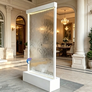 Stainless Steel <b>Frame</b> LED Glass Waterfall Wall Indoor Home Living Room Lobby Decor - Product Image 6