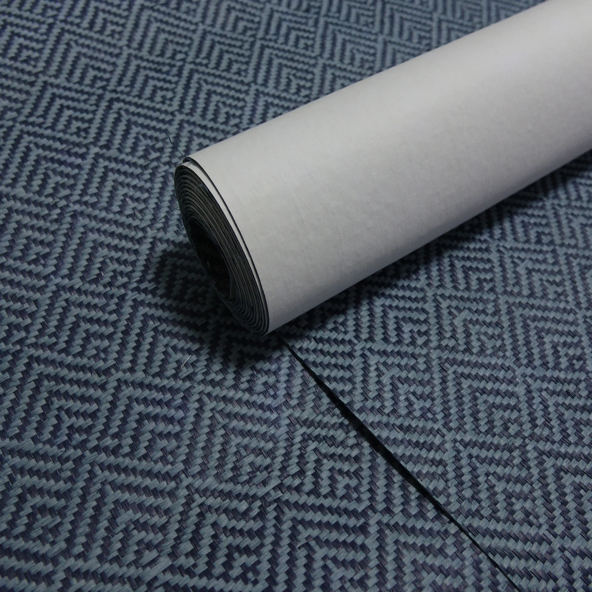 Zhenling Contact Papier Indoor Wandpaneel Blauw Vierkant Paperweave Behang Voor Muur Decor Woonkamer