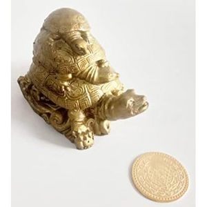 PARIJAT artesanía Vastu Feng Shui Triple tortuga familia una moneda de la suerte protección buena suerte riqueza longevidad escultura - Product Image 6