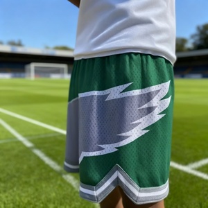 Shorts unisexes personnalisés avec logo, 5 pouces, en tissu peigné, avec poches, couleur unie, décontractés, respirants, séchage rapide, taille élastique, pour l'été, sport, 100% polyester - Product Image 2