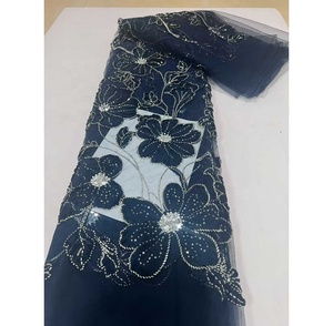 Precio al por Mayor, Venta Caliente, Encaje Africano Bordado en 3D con Lentejuelas, Tela de Tul Francés, Encaje Ecológico, Color Blanco para Vestido de Novia - Product Image 6
