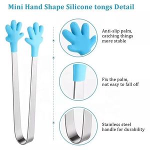 Hot Colorful <strong>Hand</strong> Shape Mini Kids Sugar <strong>Tongs</strong> Stainless Steel Serving Food <strong>Tongs</strong> With Silicone Tips - Product Image 6