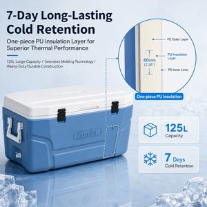 Glacière isotherme portable Ecooler 125L grande capacité, moderne, en mousse PU, maintien de la température 7 jours (chaud/froid) pour les aventures en plein air - Product Image 4