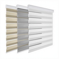 Persianas Zebra Motorizadas Inteligentes con Control Remoto, Persianas Enrollables de Doble Capa con Tela Envolvente, de Oscurecimiento a Transparente, para Montaje Interior en Ventanas