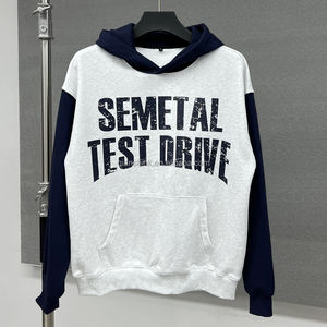 Sérigraphie vierge lourde surdimensionnée 100% coton Vintage 420 Gsm polaire personnalisé Vintage Patchwork Hoodie fabricant - Product Image 3