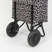 Sac de courses à roulettes personnalisé imprimé léopard 33l avec poche zippée sécurisée, vente en gros
