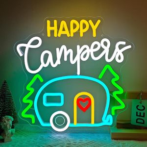 Letreros Happy Campers de Neón LED, Regulables, Alimentados por USB, Luz Ambiental, Decoración para Escaparates, Luz Indicadora de Calle, Personalizables - Product Image 6
