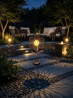 Lampes solaires LED de jardin IP65, étanches, en métal, avec verre craquelé, angle de faisceau à 360°, à intensité variable, pour allée extérieure, pelouse, jardin