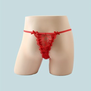 String rouge pour homme avec perles, taille basse, sous-vêtements sexy - Product Image 2