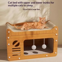 Griffoir et lit pour chat intégrés, maison pour chat résistante à l'usure, antidérapante, double couche, quatre saisons, en carton ondulé