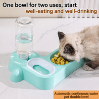 Distributeur d'eau automatique par gravité, gamelle double intégrée pour animaux de compagnie avec plateau d'alimentation en plastique