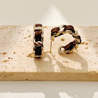 Boucles d'oreilles en laiton en forme de C haut de gamme et tendance, accessoires tissés de luxe léger et de niche