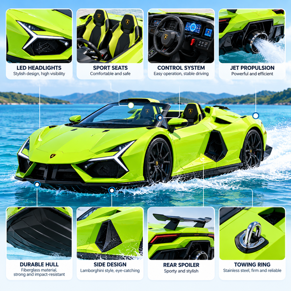 Premium Jet Car Boat, Exotic Sports Car Inspired Watercraft for Luxury ...