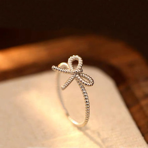 Anillo de Plata de Ley S925 con Lazo para Mujer, Joyería Minimalista de Moda, Regalo - Product Image 4