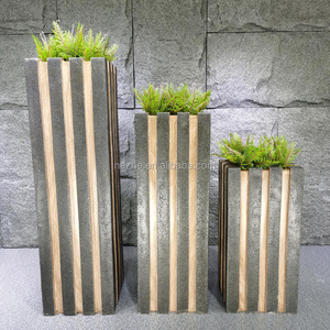 Macetas <span class=keywords><strong>de</strong></span> Fibra <span class=keywords><strong>de</strong></span> Vidrio Grandes y Altas para Plantas <span class=keywords><strong>de</strong></span> Interior con Color <span class=keywords><strong>Madera</strong></span> Clara - Product Image 2