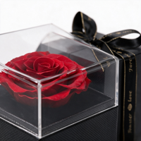 Kotak Perhiasan Akrilik Bunga Abadi Grosir, Hadiah Bunga Mawar Abadi untuk Hari Valentine, Ulang Tahun, Lamaran