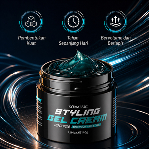 KORMESIC Gel Crema Estilizador Certificado por Bpom, Marca Privada, 140g, Fijación Súper Fuerte, Crema Moldeadora de Larga Duración para el Cuidado del Cabello Masculino - Product Image 6