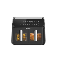 ANBOLIFE OEM 10L Friteuses à air chaud sans PFAS, non toxiques, synchronisation intelligente, contrôle numérique, 2 fentes antiadhésives indépendantes, compatibles lave-vaisselle