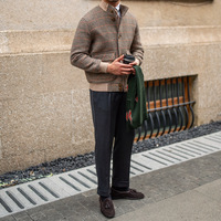 Nouvelle Veste Courte Homme Ajustée à Col et Motif Pied-de-Poule Hiver