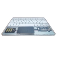 Keyboard Transparan Nirkabel RGB LED Backlight Desain Ultra Tipis Portabel Dengan Touchpad Mouse untuk Tablet iPad
