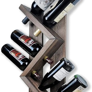 Estante de vino de madera para montar en la pared, 3 niveles, estilo minimalista, para almacenamiento y exhibición en la sala de estar - Product Image 4