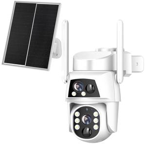OEM Cctv cámara de seguridad con energía Solar <span class=keywords><strong>CamHipro</strong></span> 4MP lente Dual inalámbrica al aire libre visión nocturna Wifi 4G tarjeta Sim Cámara Solar - Product Image 1