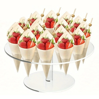 Buffet de mariage de fête acrylique clair Portable crème glacée gaufre cône Cupcake Popcorn présentoir support porte-pâtisserie