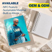 Carnet en liège tendance, cadeaux personnalisés, fournitures de bureau, couverture rigide en papier, élastique, carnet à spirale avec miroir