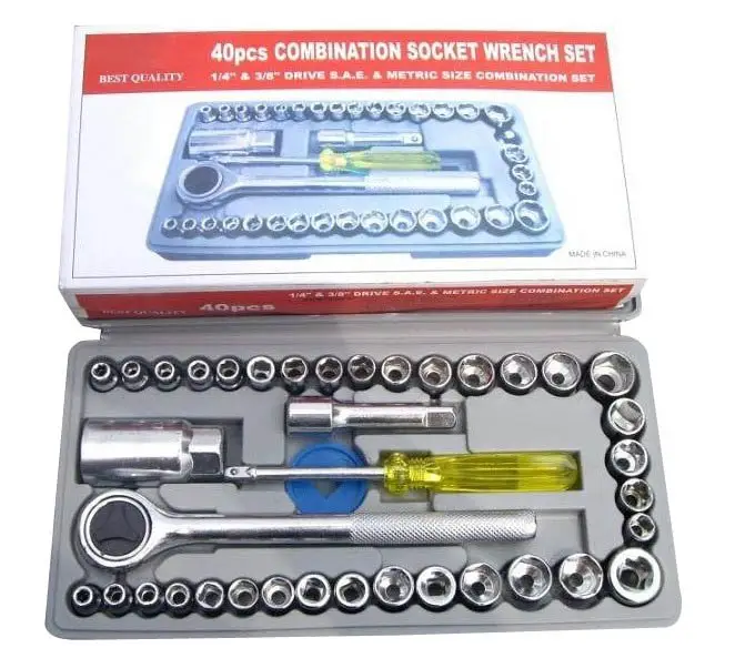 High Quality 40pc Socket Ratchet Wrench Motorcycle car Repair auto socket ratchet wrench Set Tool box kit