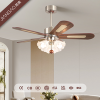 Ventilateur de plafond LED intelligent à profil bas de 42 pouces, 30W, tricolore, à intensité variable, avec tige de suspension réglable pour chambre et salon
