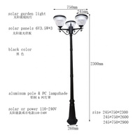 Lampe de poteau de clôture de jardin à énergie solaire ou électrique