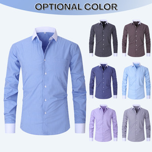 Camicia da uomo a righe da lavoro Anti-rughe a maniche lunghe stile Casual primavera estate abbigliamento uomo - Product Image 6