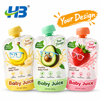 Purée de fruits naturelle pour bébé en sachet avec bec verseur, sachets souples à fond plat, motif dessin animé, impression personnalisée, sans additifs, bouchon anti-étouffement