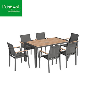 Chaises longues en aluminium modernes pour patio extérieur, imperméables, empilables, chaises de salle à manger de jardin pour adultes, utilisation en cour - Product Image 6