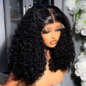 Parrucche Bob Corte Ricci Afro Pronte <span class=keywords><strong>da</strong></span> Indossare con Densità 200% e Capelli Umani, Pre-Plucked, con Frontale in Pizzo per Donne Nere - In Offerta - Product Image 1