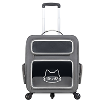 Sac à dos pour chat à double fenêtre avec roulettes, accent néon, chariot de voyage pour animaux de compagnie, imprimé graphique, sac de transport à roulettes pour chien, base détachable – Grande Vente