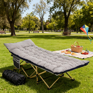 Lit pliant simple inclinable et extensible avec cadre en acier moderne, portable pour le camping et l'extérieur - Product Image 6