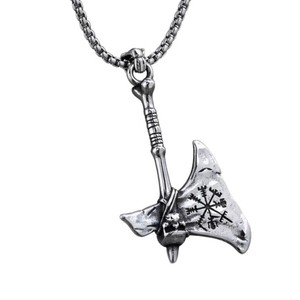 Collar con colgante de hacha vikinga nórdica yunnique, regalo para hombre de plata tibetana, diseño geométrico JD215 - Product Image 5
