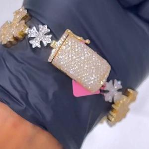 กำไลข้อมือโมอิสซาไนต์สีเงินสุดเทรนดี้ เครื่องประดับแฟชั่นฮิปฮอปพรีเมียม ของขวัญสำหรับงานปาร์ตี้และงานเฉลิมฉลอง สำหรับผู้ชายและผู้หญิง - Product Image 1