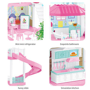 MILI semblant jouer 416 pièces fille princesse jouet accessoires meubles bricolage assemblage grande taille rêve rose <span class=keywords><strong>maison</strong></span> de poupée avec fille poupée - Product Image 5