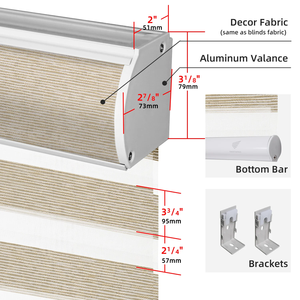 Stores verticales en tissu zébré électriques modernes Fortune avec télécommande intégrée, occultantes, unies, imperméables pour fenêtres françaises, salon - Product Image 5
