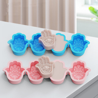 Candyer Nouveau Design Personnalisé Lot de 4 Moules en Silicone Hamsa pour la Fabrication de Savon, Outils de Pâtisserie, Moule à Bougie en Silicone, Moule Fatima en Silicone