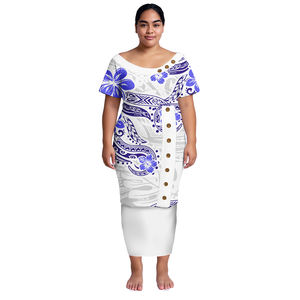 Casual Vestido das Mulheres Polinésia Tribal Samoan Imprimir Senhoras Personalizadas Ásia & Ilhas do Pacífico Vestuário Samoa Puletasi Conjuntos - Product Image 5