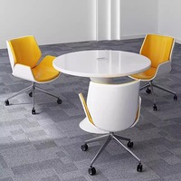 Table de réunion ronde modulaire en panneaux de bois blancs de luxe moderne pour 4 personnes, mobilier de bureau pour la maison, les hôtels, les écoles, les salles de conférence