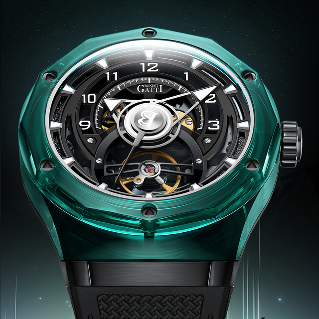 For High Quality Men Luxury Refined Stainless Steel Sapphire Crystal Transparent Luminous Automatic Mechanical Watch