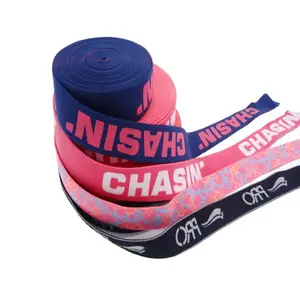 Custom Brand Name Roll Woven Fabric Polyester Bias Jacquard Elastic Sports Cotton Tapes For Garments
