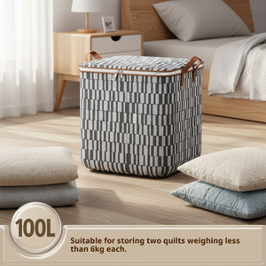 带轮重型无纺布收纳袋-日式图案100L卧室床上用品收纳袋带手柄嘉豪 - Product Image 1