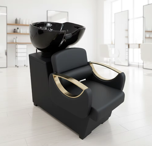 Nuevo Sillón de Peluquería Moderno de Cuero con Lavabo de Cerámica y Estructura Metálica - Diseño Semi-Reclinable - Product Image 2