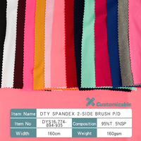 Offre Spéciale DTY tissu à tricoter avec deux côtés brossés tissu uni teint pour T-shirt 95% polyester 5% spandex