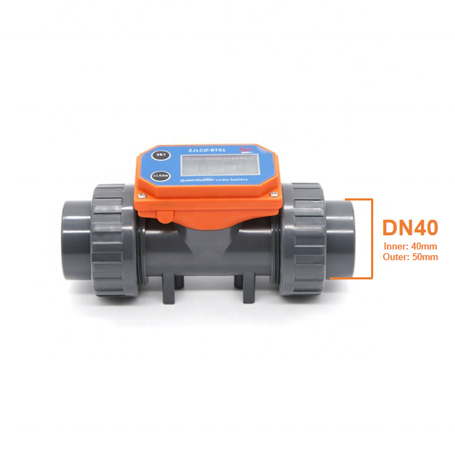 ZJLCD-BT01 PVC In-line 40mm Smart Wireless Water Meter Digital Electronic Portable Flowmeter for Garden Hose Watering 50-750L